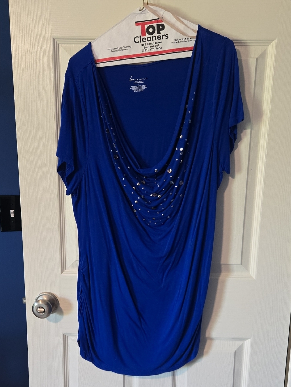 Lane Bryant Cowl Neck Tunic in Royal Blue with Sequin Detail